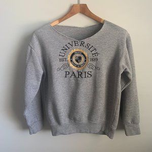 University of Paris Université Paris Raw Hem Off the Shoulder Sweat Shirt